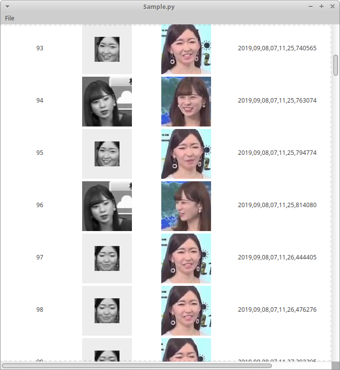 江川清音さんと高山奈々さんの顔認識している様子