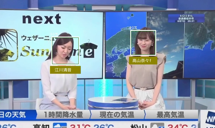 江川清音さんと高山奈々さんを顔認証している様子