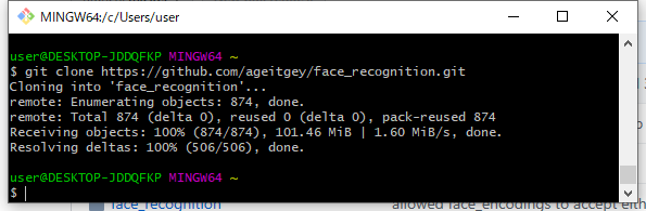 face_recognition の git clone